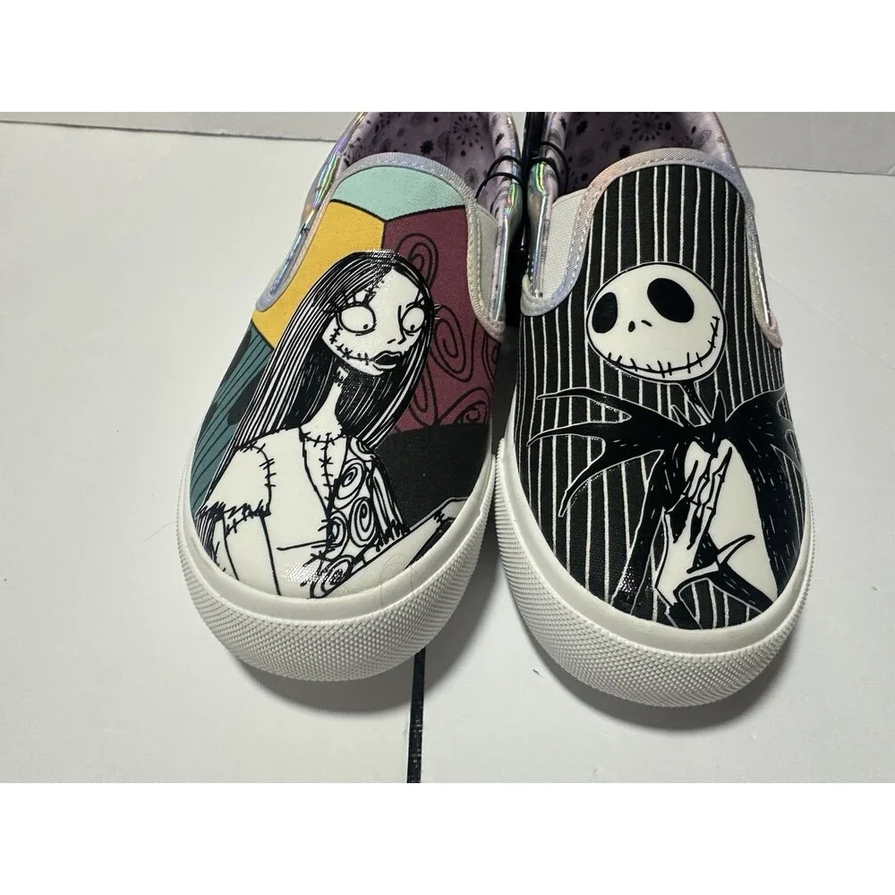 Nightmare Before Christmas Jack and Sally Slip On Sneakers 7 1/2